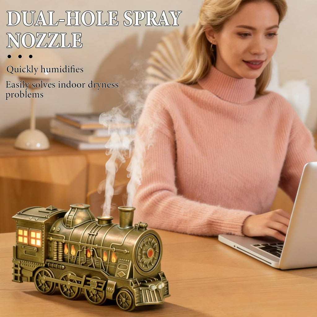 Train Diffuser Essential Oil Diffuser Cool Mist Humidifier Aroma Diffuser, 2 Color Light 2 Mist Modes, 3-in-1