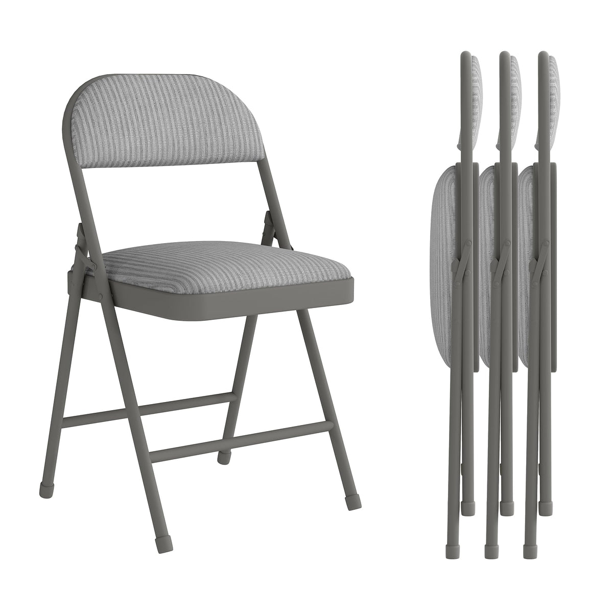 4 Pack Padded Cushion and Back Folding Chairs, Fabric Dining Chair Set with Steel Frame Metal, for Indoor and