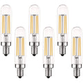 Vintage Tubular LED Filament Bulb T6.5 E12 Candelabra Base, 5W (60W Equal), 500LM, Dimmable, Clear Glass (6 Pack)