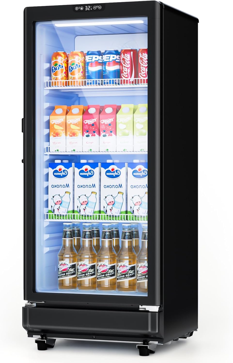 6 Cu.Ft Commercial Refrigerators, Display Fridge with Double-Tempered Glass Door, Beverage Cooler for Bar, Office