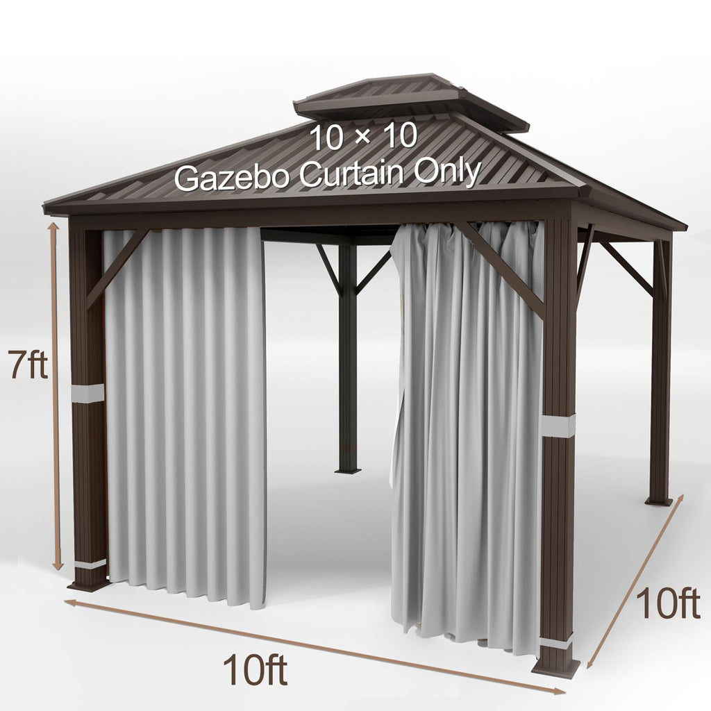 Gazebo Universal Replacement Privacy Curtain - 10' x 10' Gazebo Side Wall Outdoor Privacy Panel with Zipper (Gray)