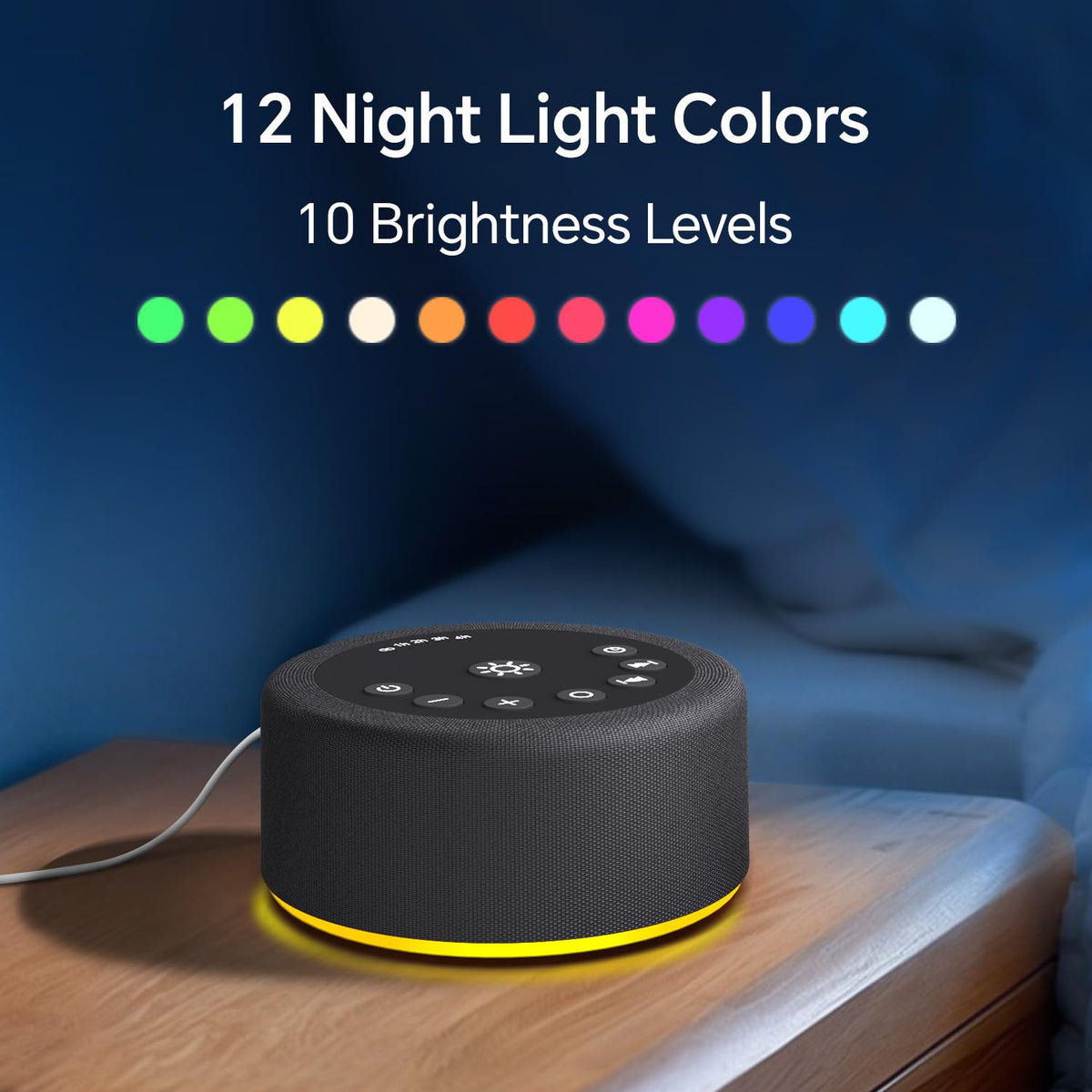Sound Machine White Noise Brown Noise Machine Night Light 30 Non Looping Sounds 12 Lights 5 Timers Sleep Sounds