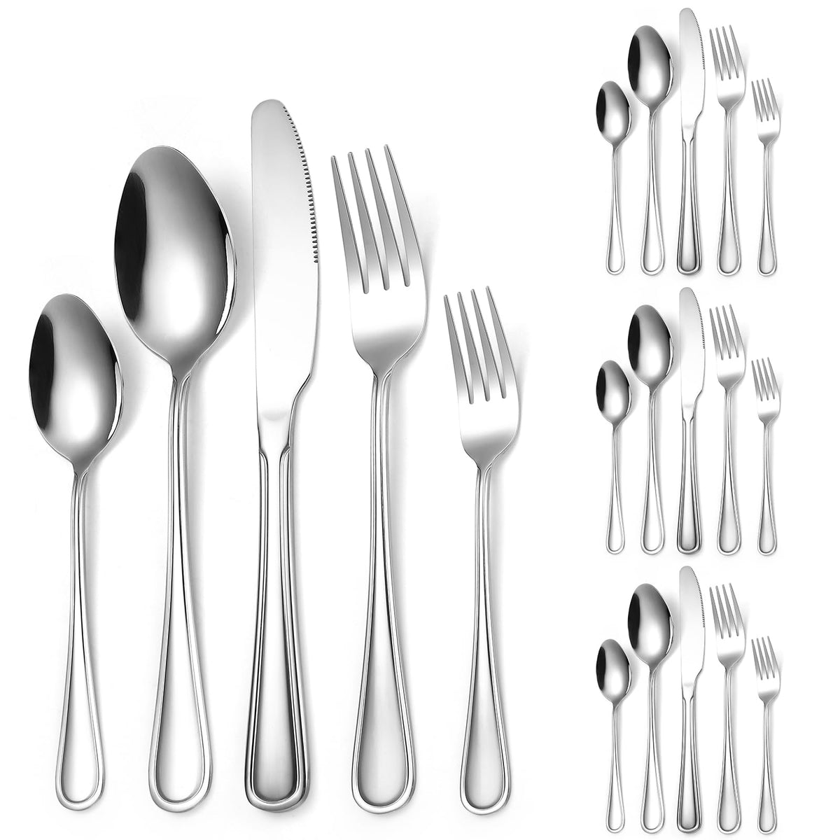 Modern Flatware Silverware Set for 4 People Kitchen Stainless Steel Cutlery 20 Pieces Forks Knives Spoons Luxury