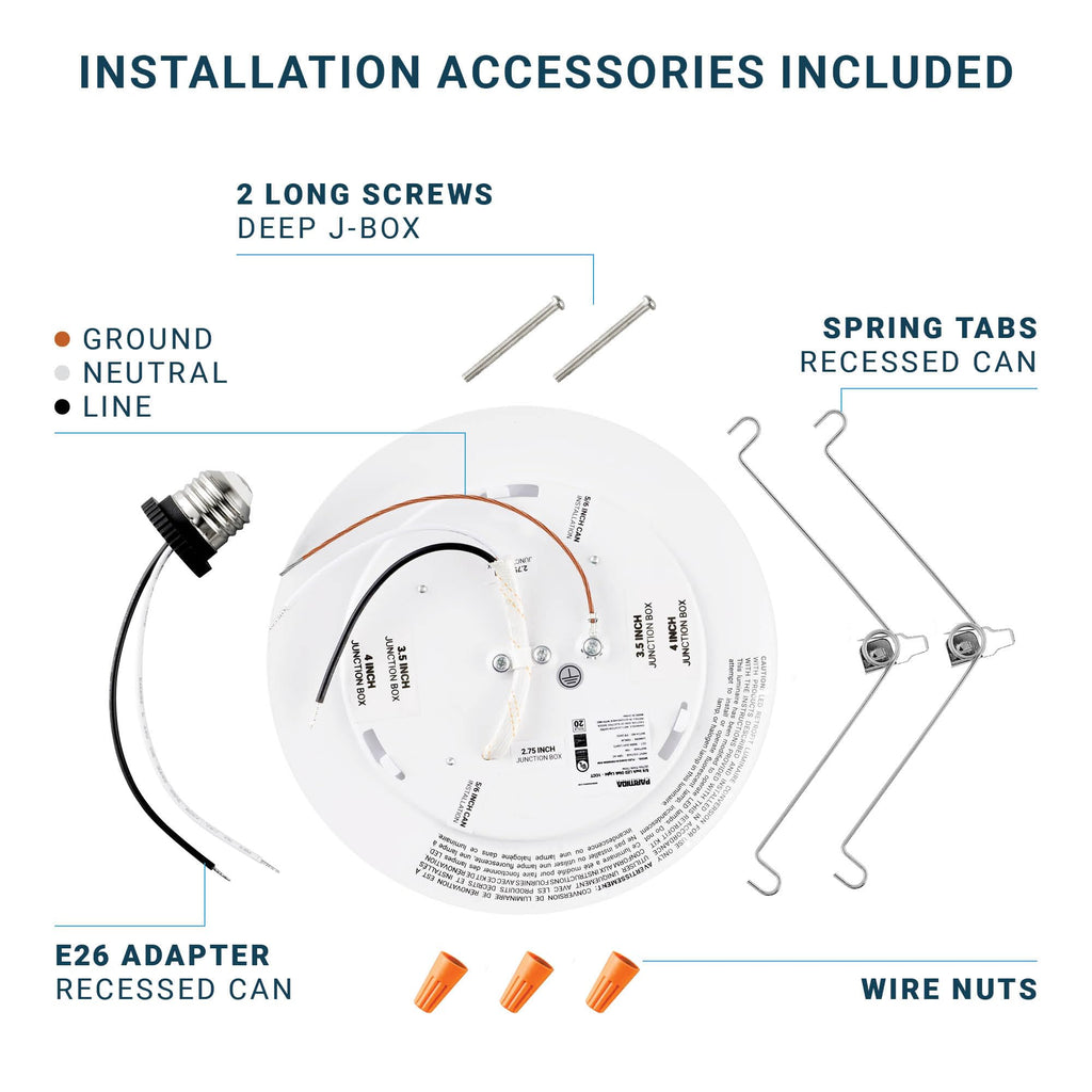 24 Pack 5/6 Inch Dimmable LED Disk Light Surface Flush Mount 15W, UL Listed, Recessed Retrofit Ceiling Low Profile