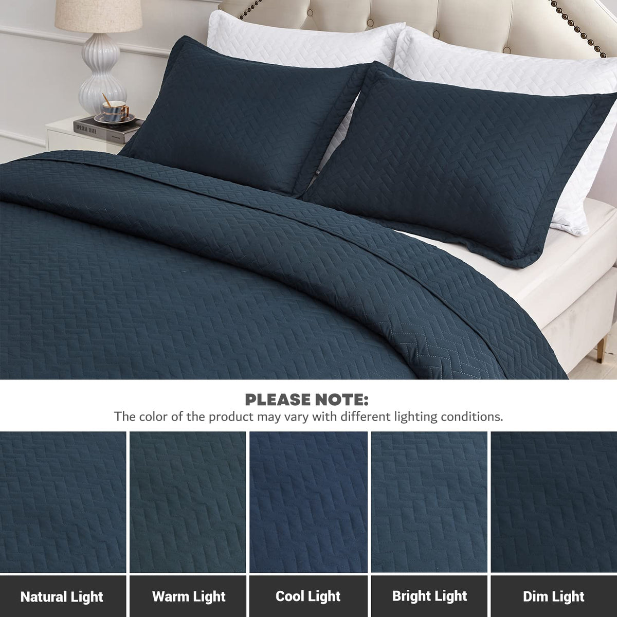 Navy Quilt Set, Extra Long Bedspread