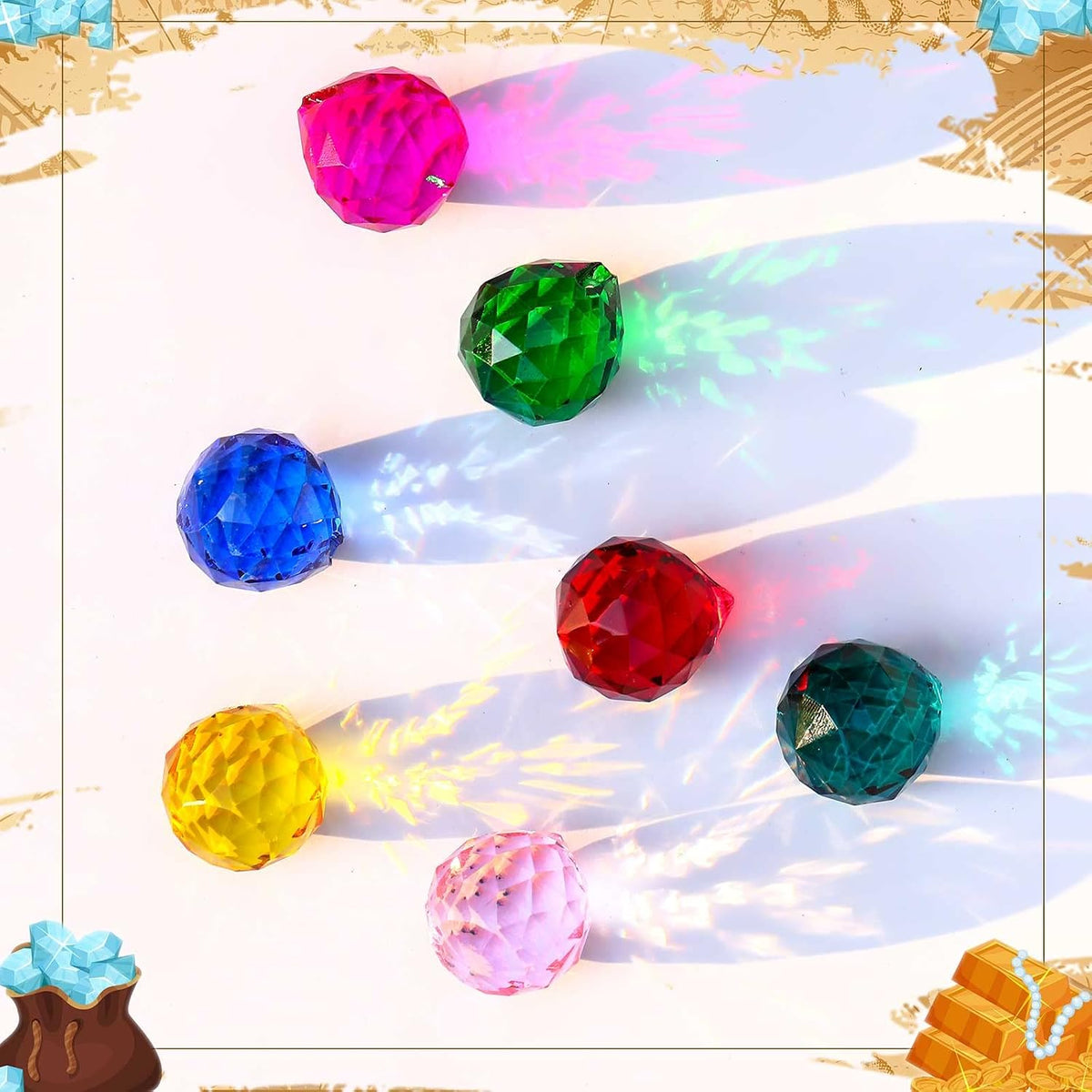 30 Pack Crystal Ball 20 mm Prism Suncatcher Sun Catchers Hanging Crystals Prisms for Windows Gift Feng Shui (Multicolor)