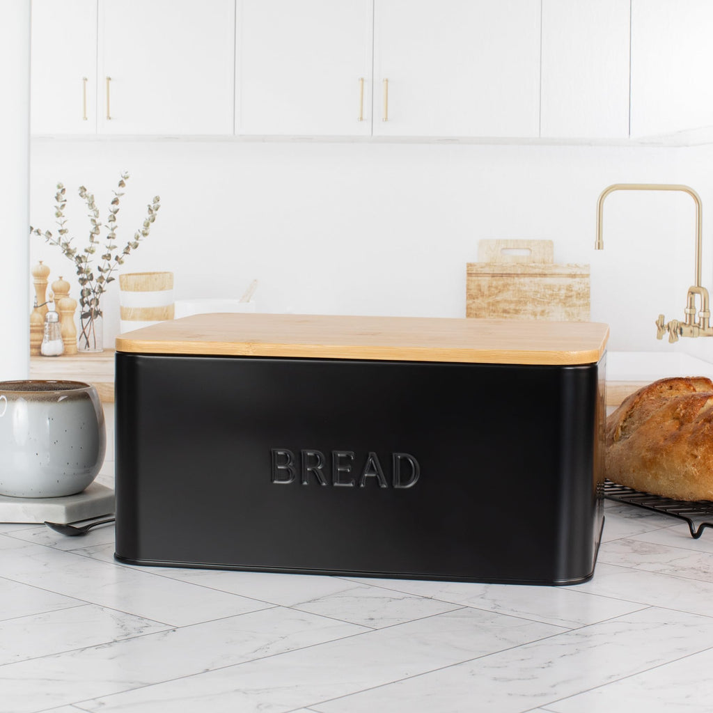 Bread Box - Beautiful With Wooden Lid For Your Kitchen Countertop