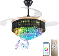 RGB Retractable Ceiling Fan with Lights and Remote