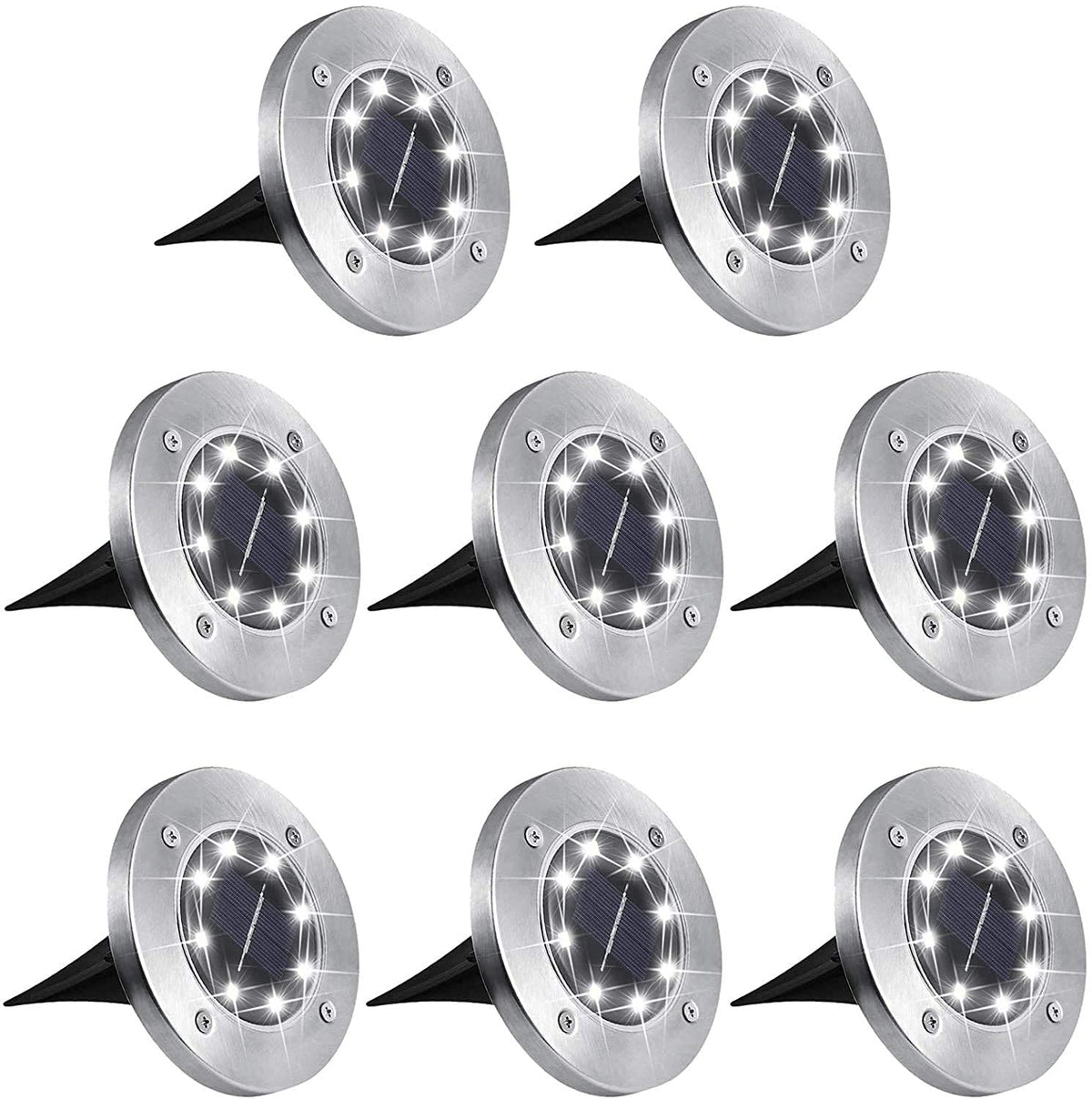 Outdoor Solar Ground Lights, 8 LED Waterproof Garden Disk Lights In-Ground Landscape Lighting for Lawn Patio Pathway