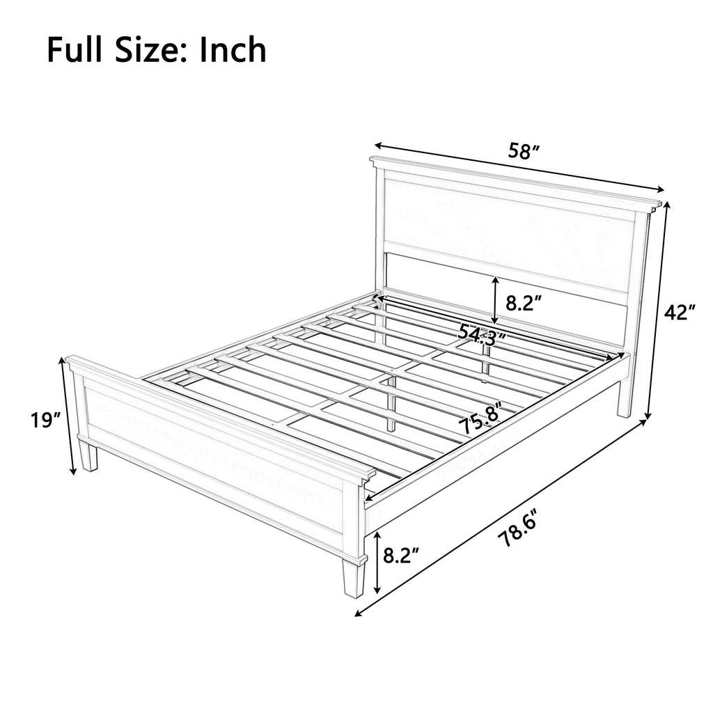 Vintage Wood Bed Frame with Headboard, Seadrift