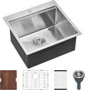 21x20x10 Inch Drop In Kitchen Sink, T304 16-Gauge Stainless Steel Single Bowl, Soundproof Brushed Finish, Includes