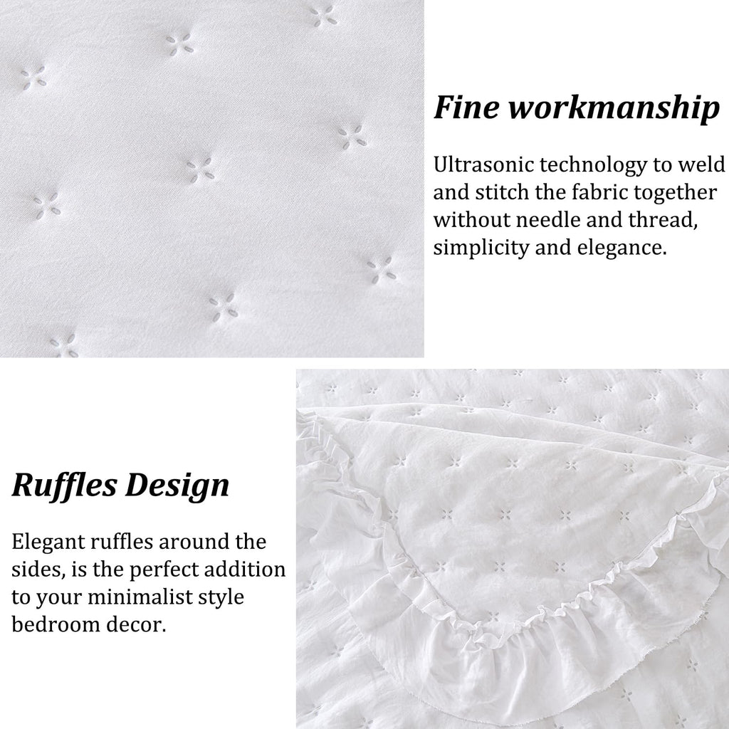 Shabby Chic Bedding, White Ruffle Seersucker Comforter Set