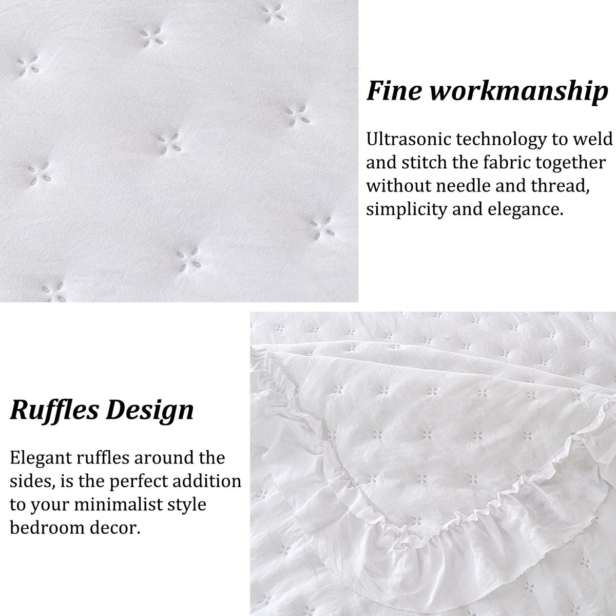 Shabby Chic Bedding, White Ruffle Seersucker Comforter Set