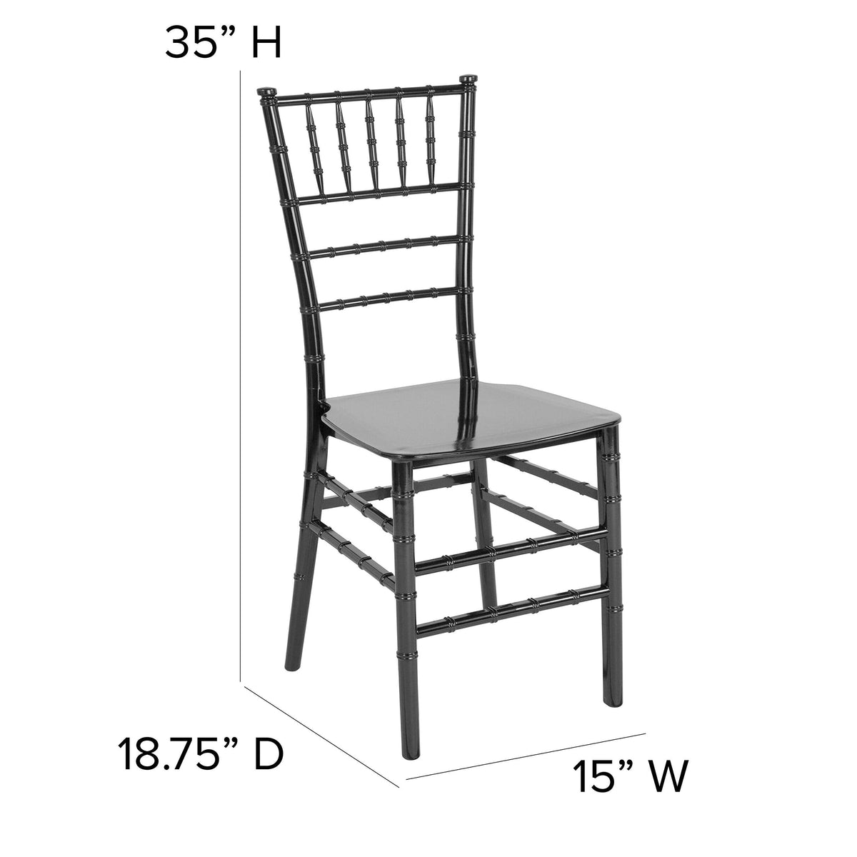 2 Pack HERCULES Series Black Resin Stacking Chiavari Chair