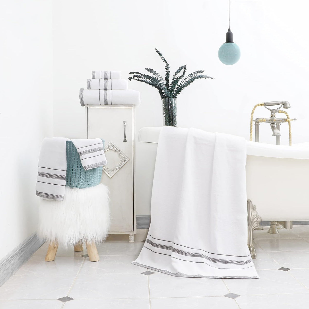 Bath Towels Set - Luxury 6-Piece Cotton Towels, Soft Absorbent & Quick Dry, 600 GSM Bath Towels Spa Quality