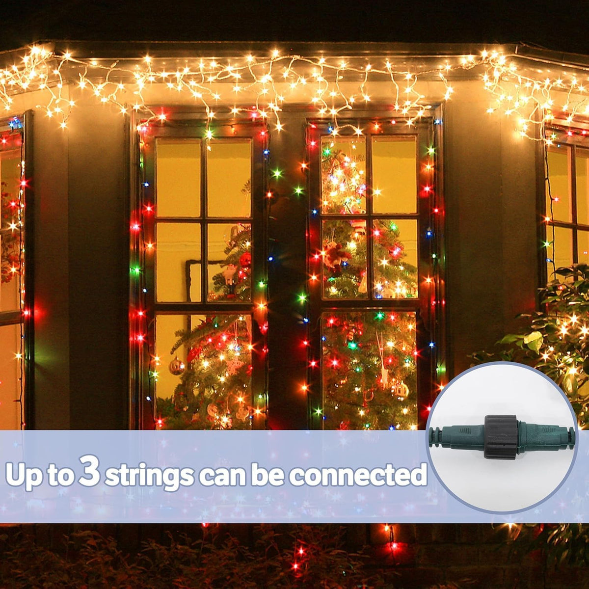String Lights Multicolor, 49ft 306 LED 9mm Frosted Globe String Lights, 11 Modes Christmas Globe Lights, Xmas Tree