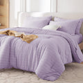 Comforter Set 7 Pieces, Seersucker Bed in a Bag, Lavender