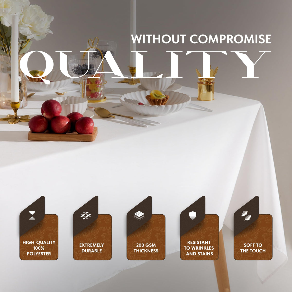 Square Tablecloth 85 x 85 Inch - Set of 2 Extra Soft Square Tablecloths - Stain and Wrinkle-Resistant