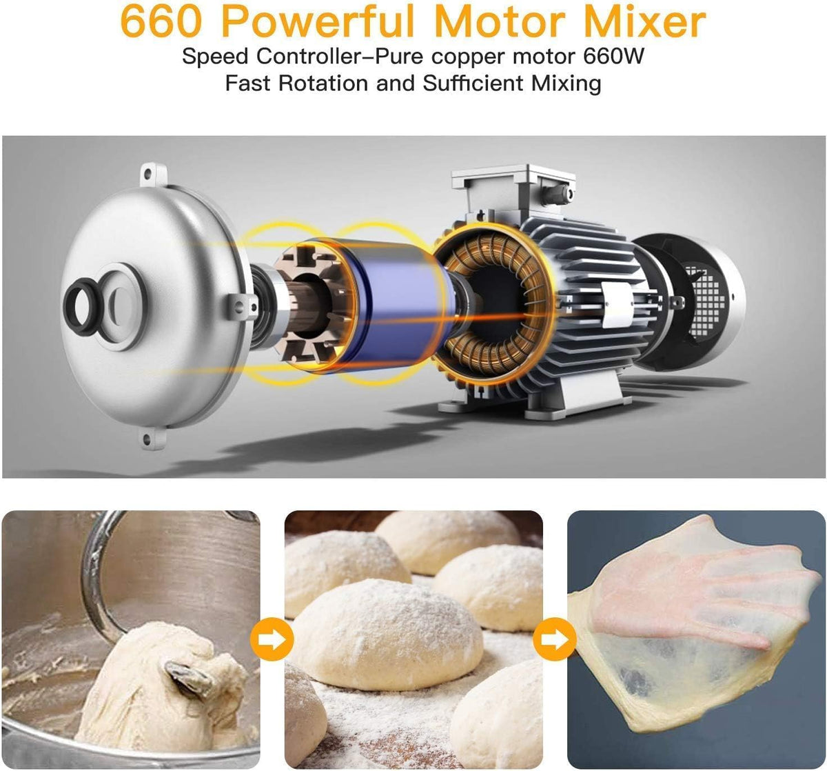 7.5 QT Stand Mixer, 10-Speed Tilt-Head Electric Mixer with Stainless Steel Bowl, Dough Hook, Whisk, Beater, Splash