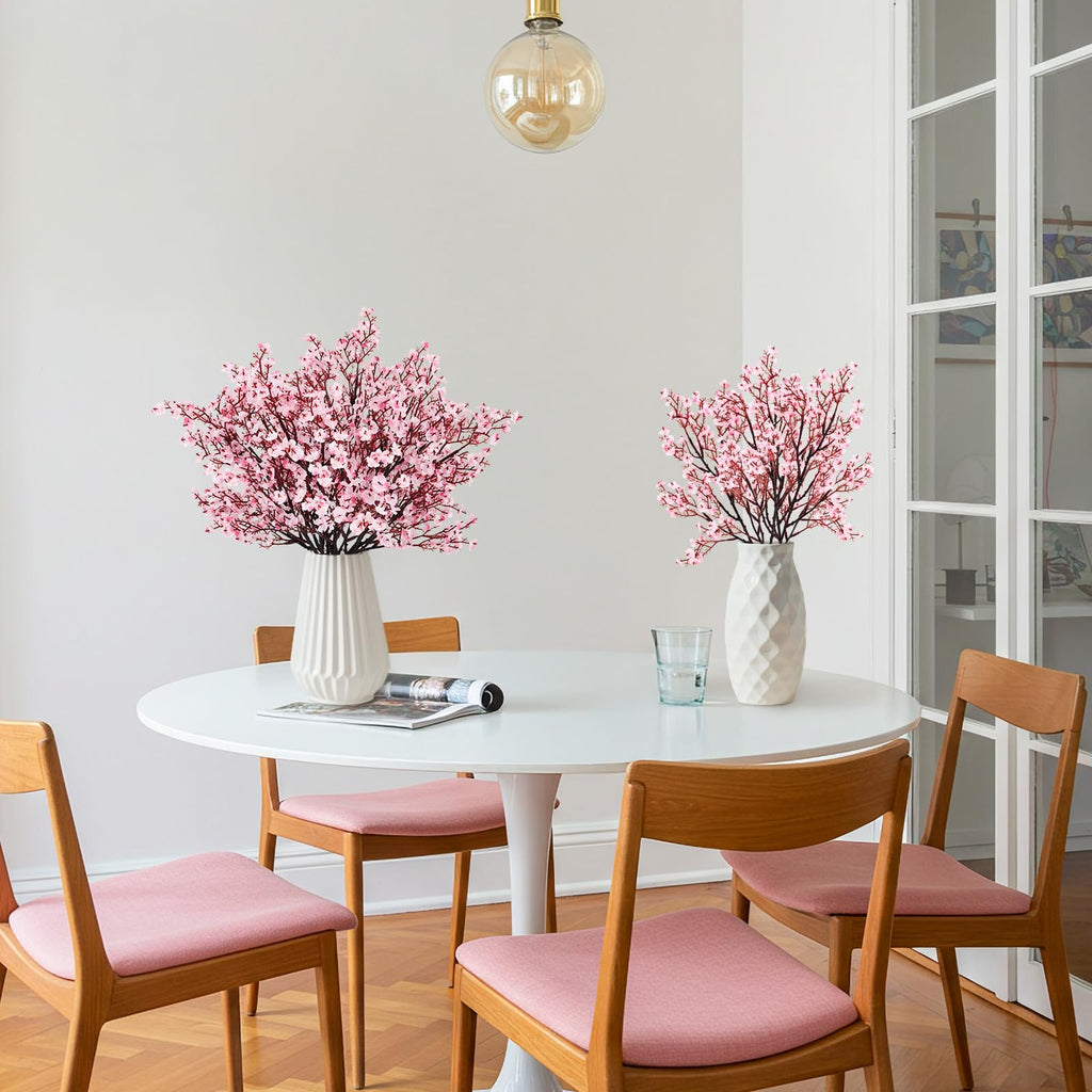 Babys Breath Artificial Flowers, 8 Bundles Cherry Blossom Pink Real Touch Fake Silk Flowers Bulk for Vase Home Office