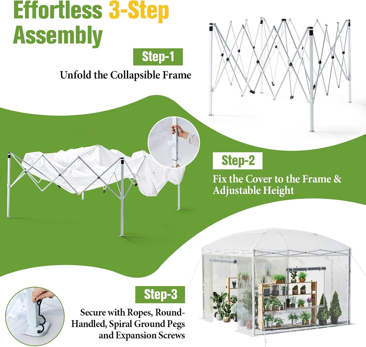 10x10x8.5 FT Portable Walk-in Greenhouse, Indoor Outdoor