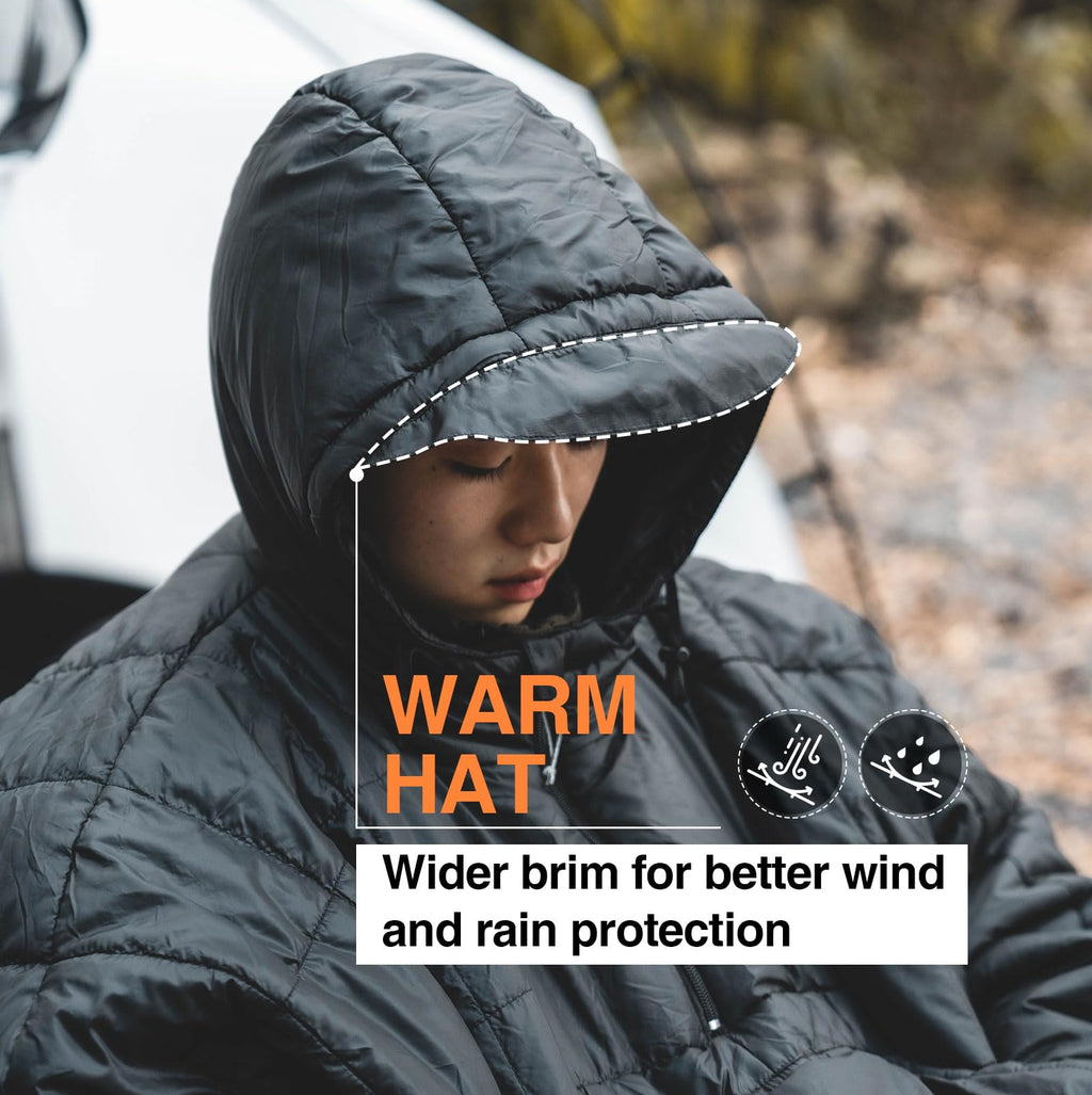 Blanket Poncho, Wearable Hoodie Blanket for Outdoors
