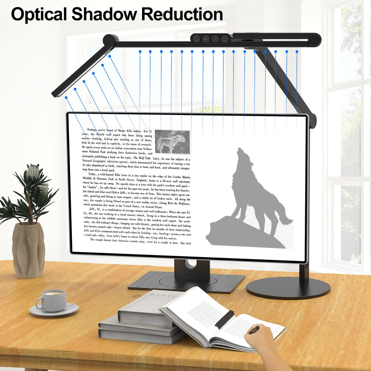 Architect Desk Lamp with Atmosphere Lighting, Adjustable Led Desk Light with Base, 24W Bright Auto Dimming Table