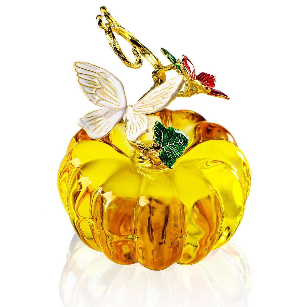 2.5inch Glass Pumpkins For Decorating Figurines Collectibles, Gold