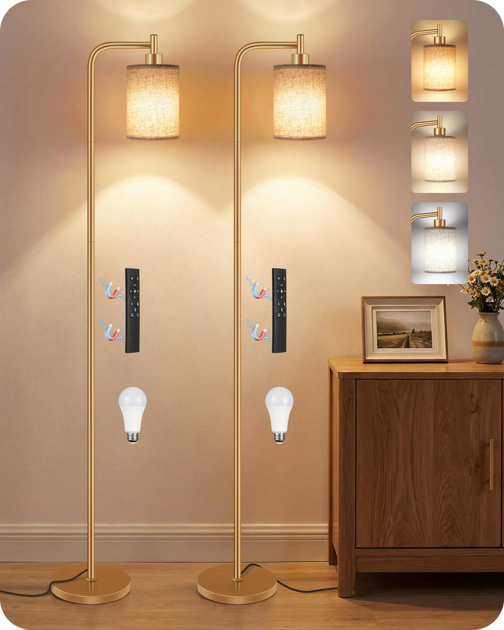 Dimmable Floor Lamp with Remote & 10W Bulb