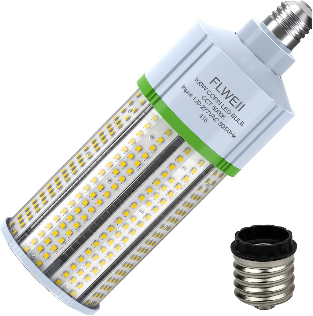 100W LED Corn Light Bulb, E26/E39 led Bulb Large Mogul Base, 110/277v 5000K Daylight White Lamp, 13500 Lumen