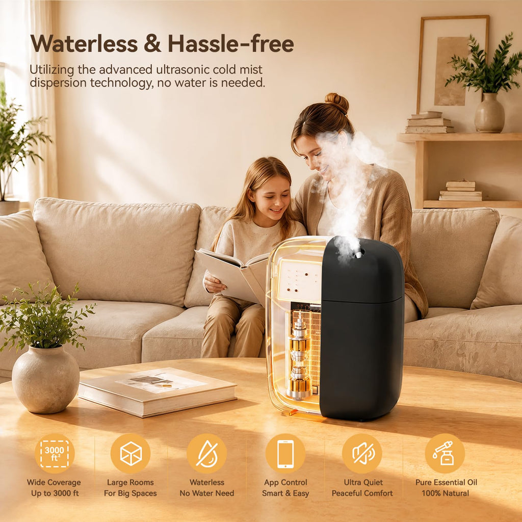 Waterless Essential Oil Diffuser with Bluetooth App Control