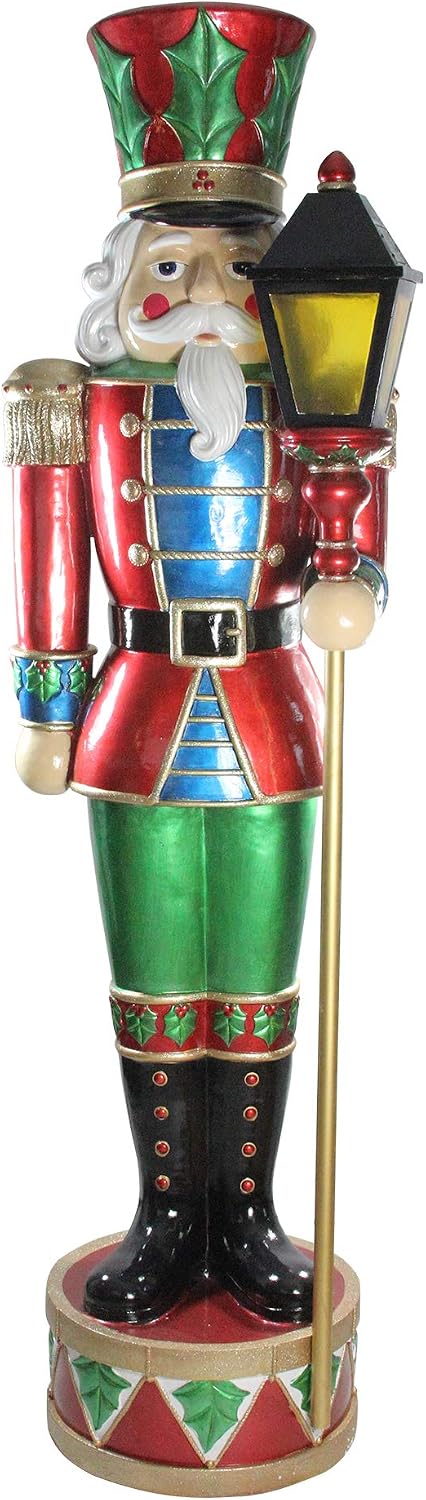 Commercial Christmas Nutcracker and Street Lamp Outdoor Decoration - 6' - Red and Green
