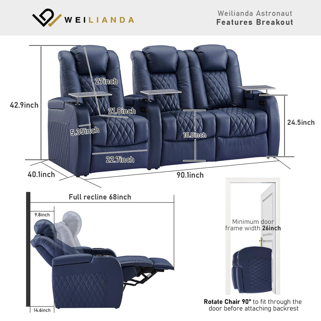 Theater Seating, Top Grain Leather Movie Theater Chair