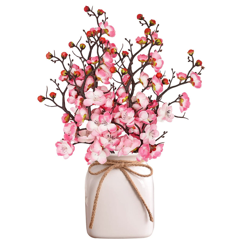 6 Pieces Artificial Pink Plum Blossom Faux Flowers for Decoration