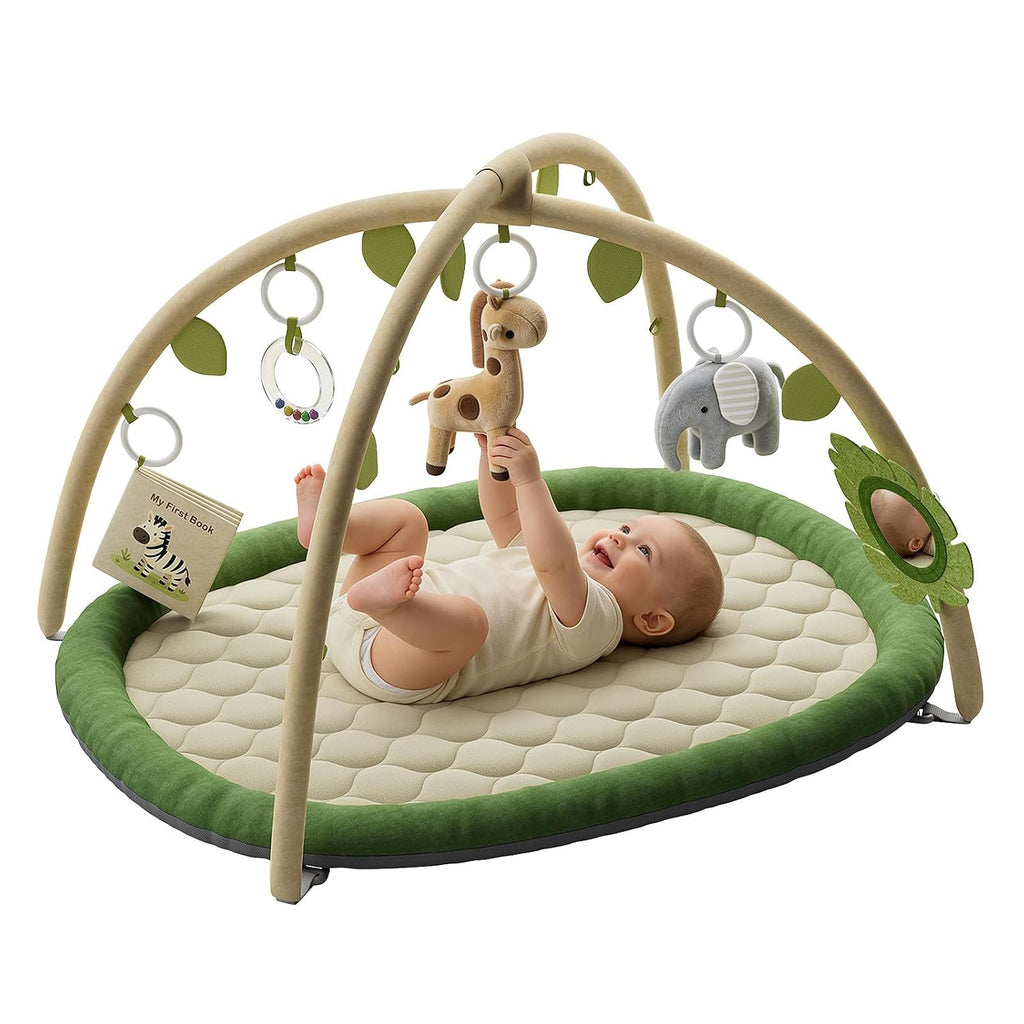 Play Gym, Baby Play Mat with 5 Detachable Toys, Green