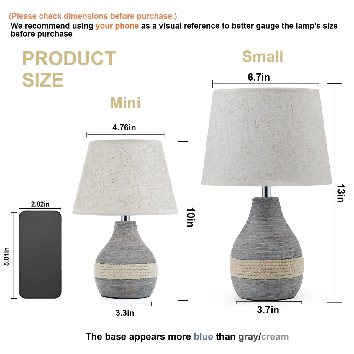 10" H Small Rechargeable Cordless Ceramic Table Lamp, Coastal