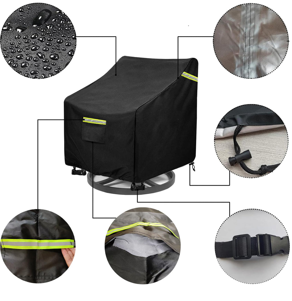 Outdoor Swivel Chair Cover 2 Pack, (29W x 31D x 38.5H inches )100% Waterproof Heavy Duty Outdoor Rocking Chair Covers
