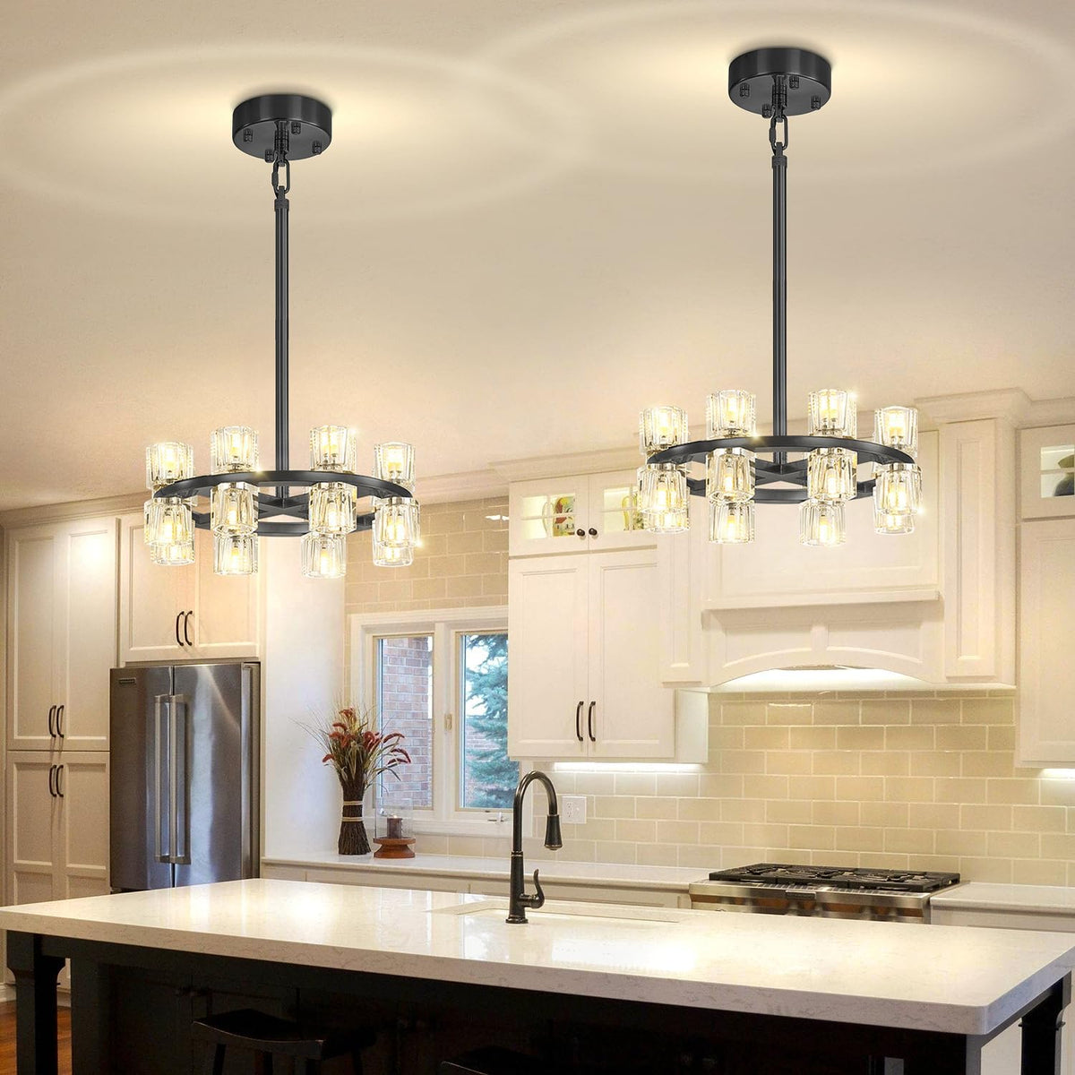 16" 16-Light Black Wagon Wheel Chandelier
