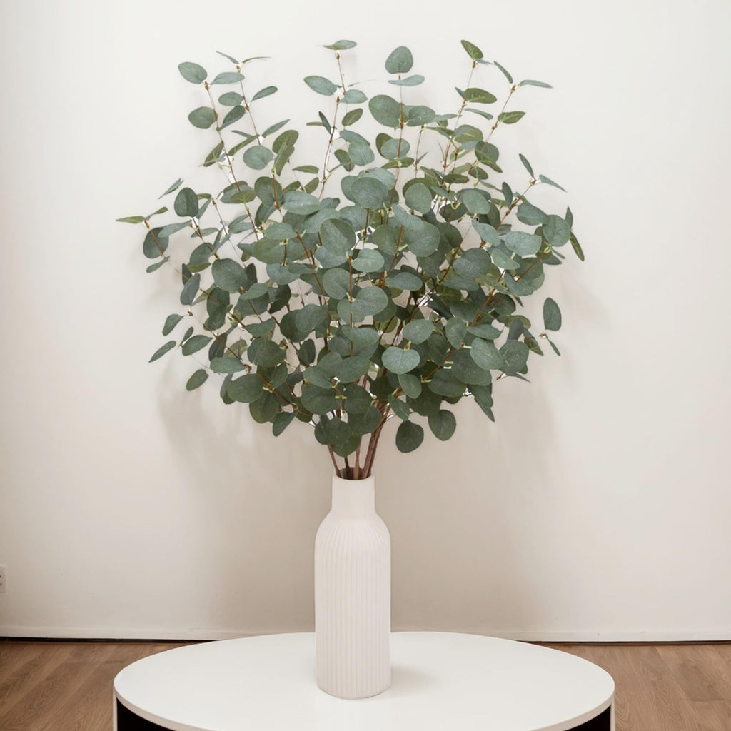 6 Pcs 27" Eucalyptus Stems Greenery Stems Eucalyptus Leaf Spray in Green Silk Plastic Plants Floral Artificial Plants