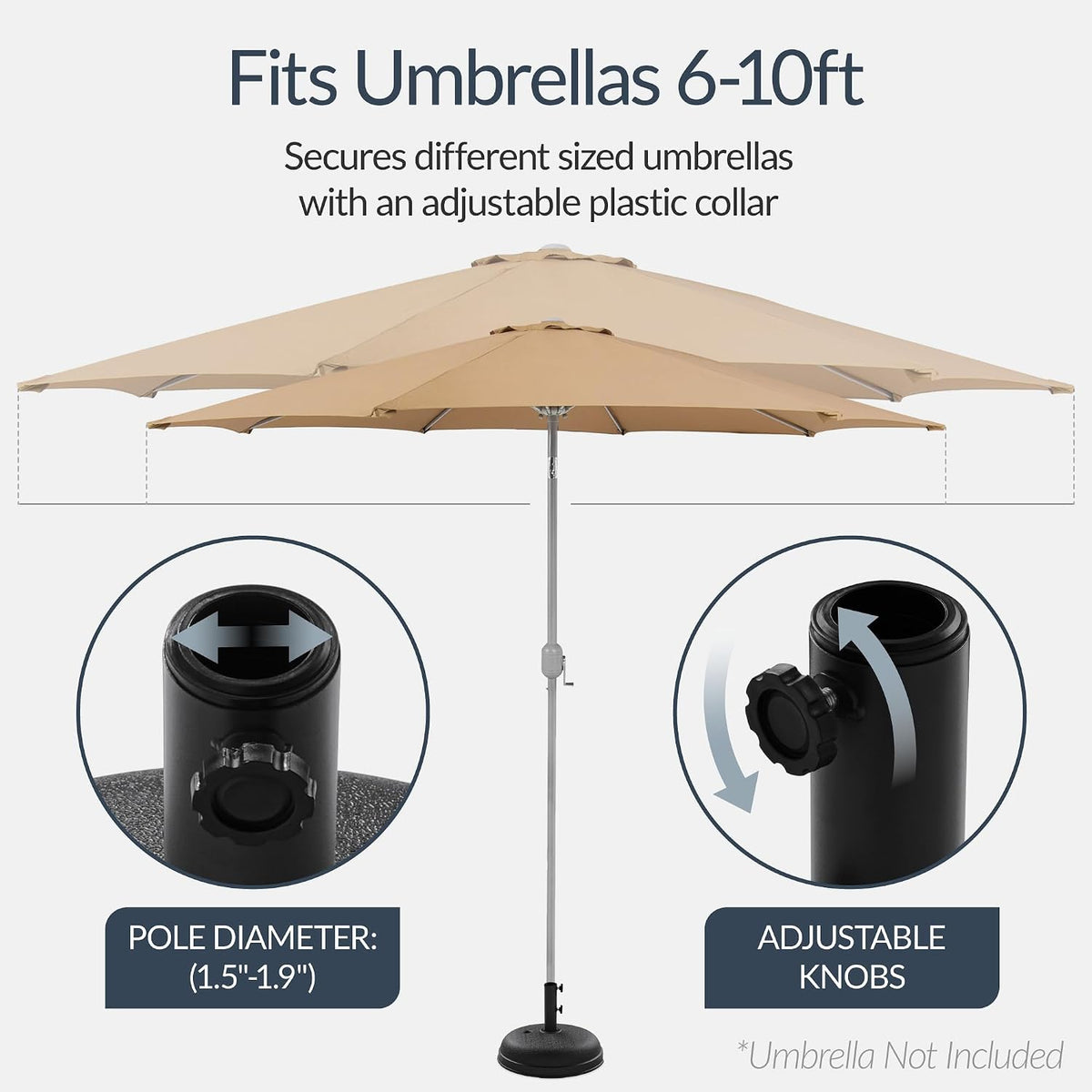 Fillable Umbrella Base Stand Round Dome Plastic Patio Umbrella Base Stand, Pole Holder w/ 55lbs Weight Capacity