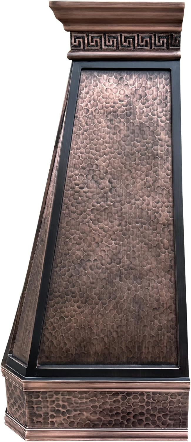 42 Inch Copper Wall Mount Range Hood 1150 CFM LED Lights Dishwasher-Safe Baffle Filters