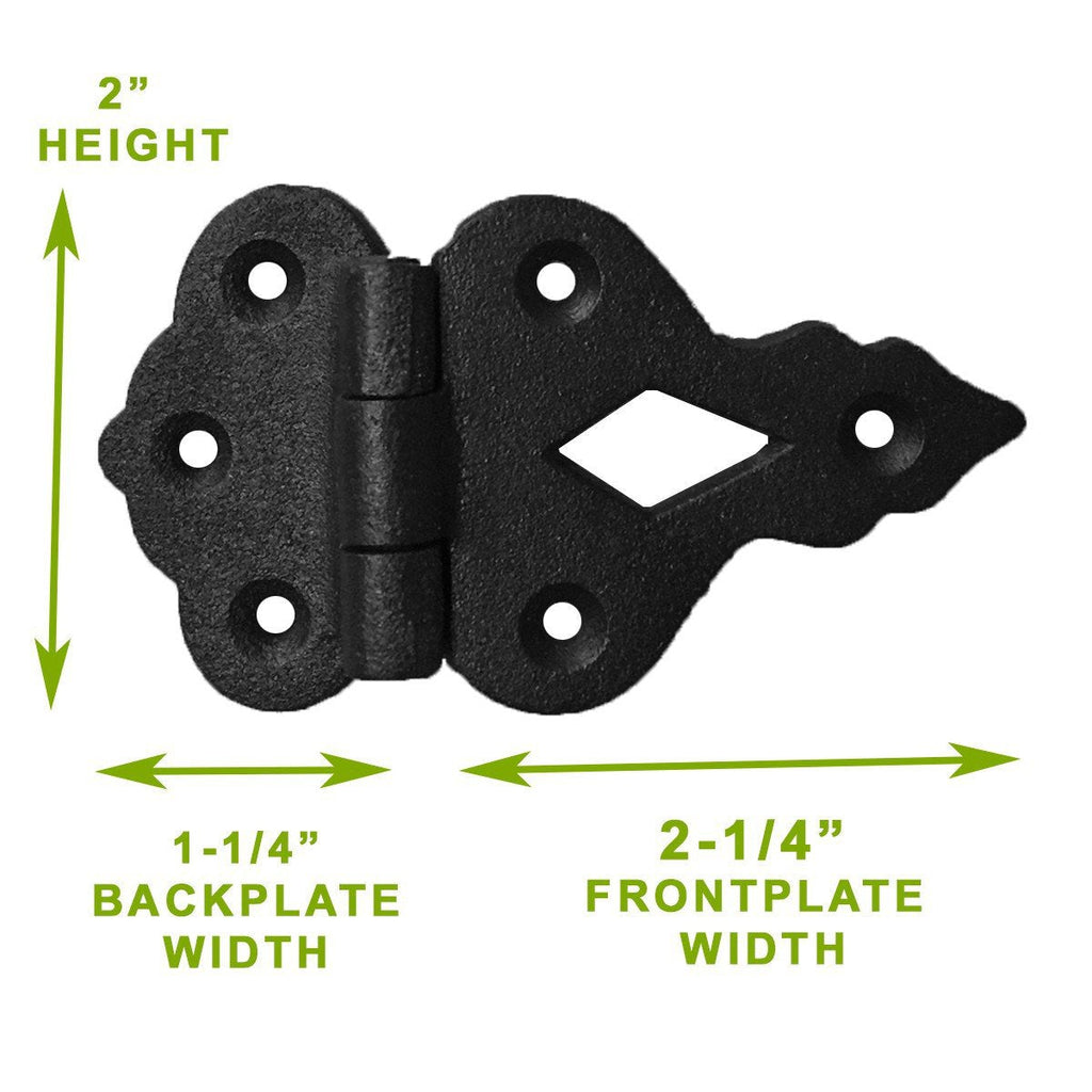 Pack of 2 Black Wrought Iron Offset Cabinet Hinge 3/8 Inch Hoosier Kitchen Cupboard Door Hardware Rustic Colonial