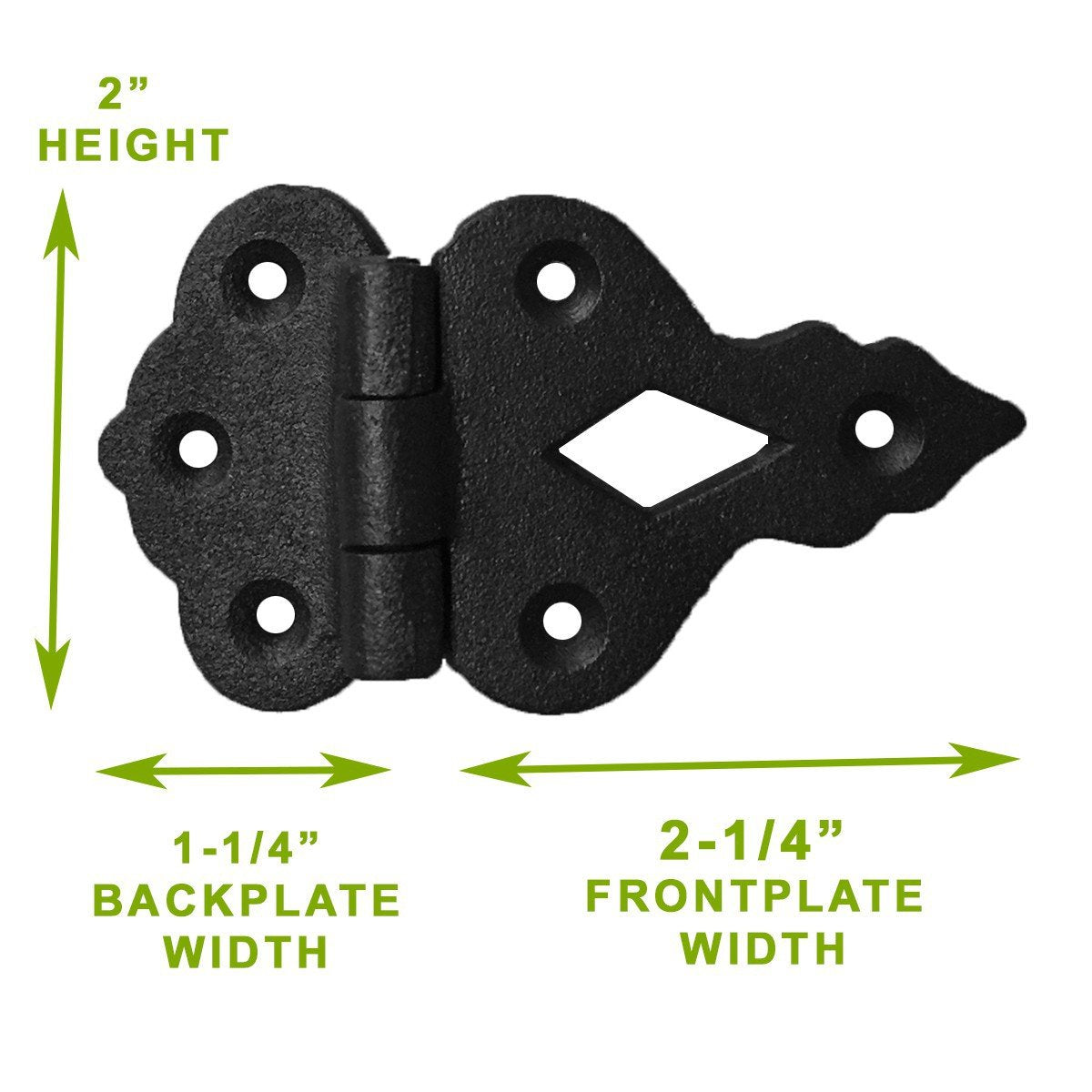 Pack of 2 Black Wrought Iron Offset Cabinet Hinge 3/8 Inch Hoosier Kitchen Cupboard Door Hardware Rustic Colonial