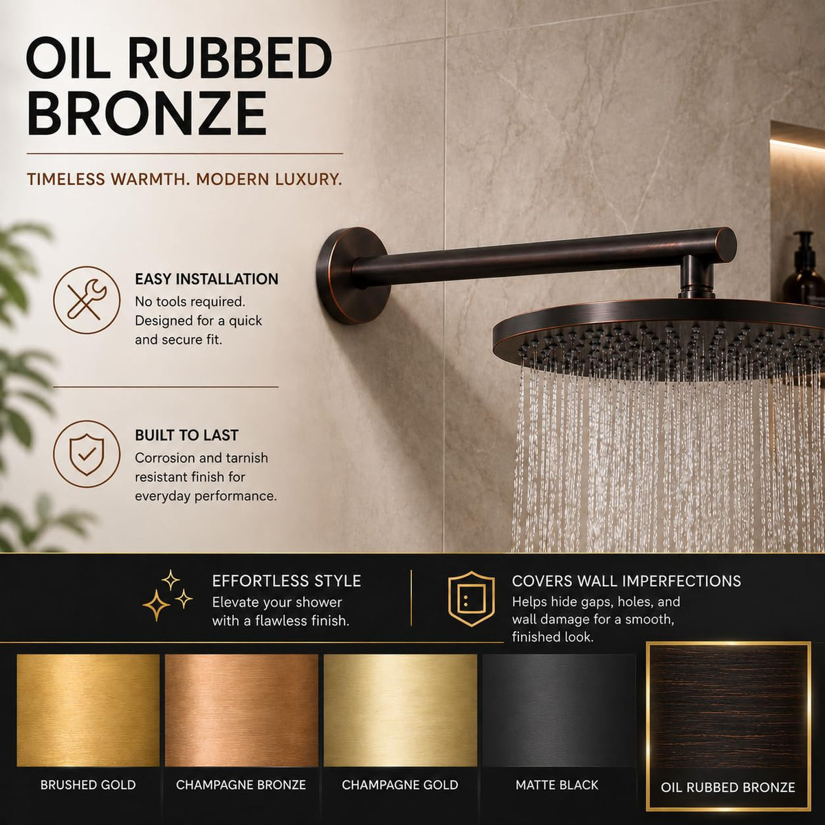Modern 3.5" Escutcheon Plate Extra Large | Shower Arm Flange Universal Replacement Cover Round 3 1/2 Inch (Oil Rubbed