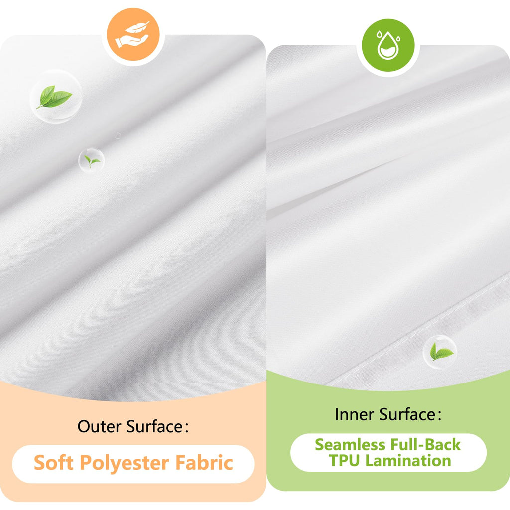 Waterproof Soft Microfiber Shower Curtain TPU Backed Lightweight, 72 x 108 Inch Extra Long White Shower Curtain Liner