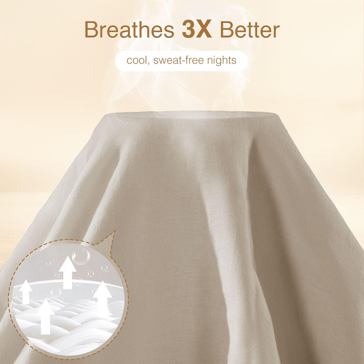 100% French Linen Duvet Cover Set, Zipper Closure, 3PC