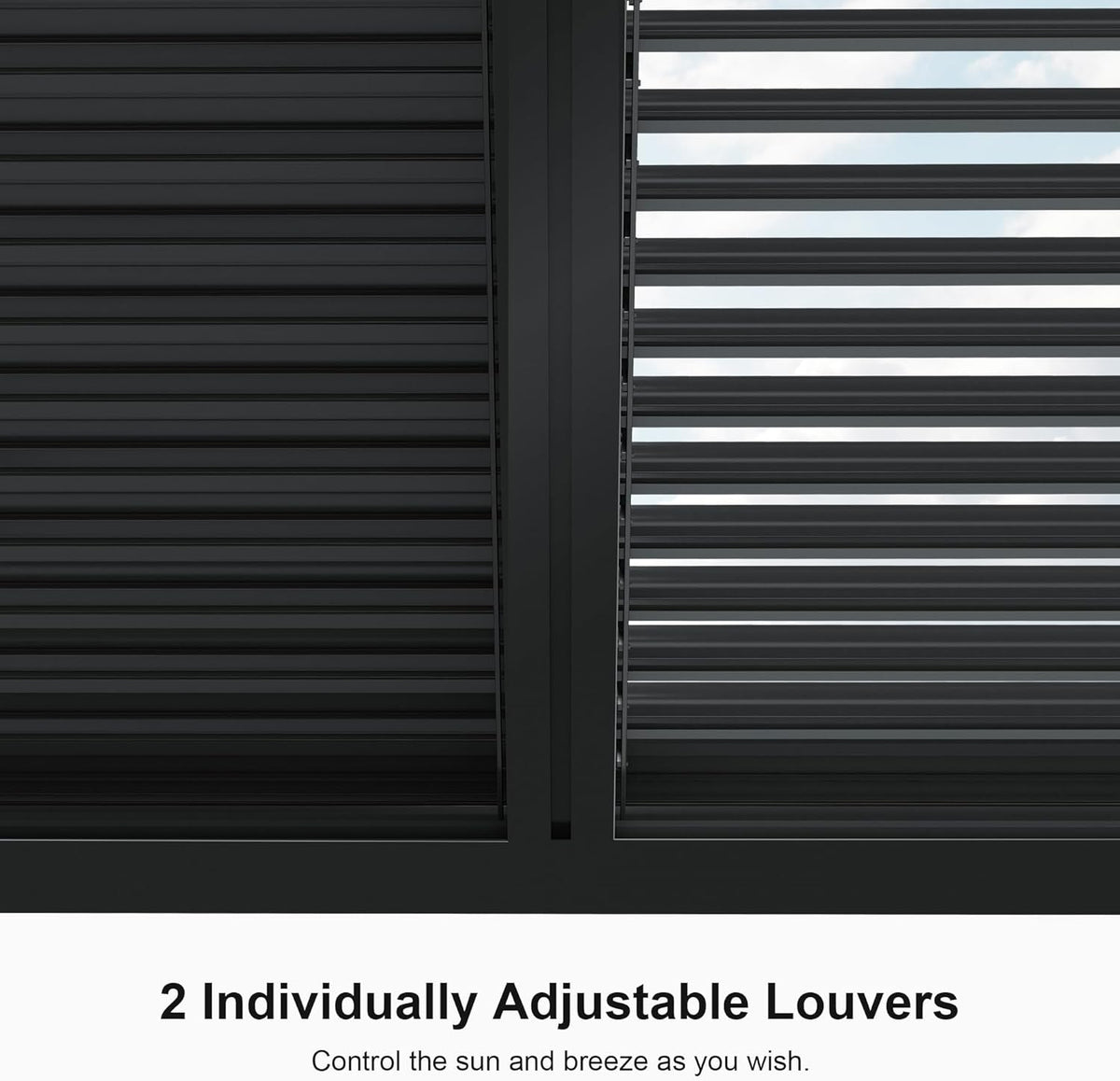 Louvered Pergola 94AS 11' x 15' Aluminum Metal Outdoor Pergola wtih Adjustable Louvered Roof and Integrated Drainage