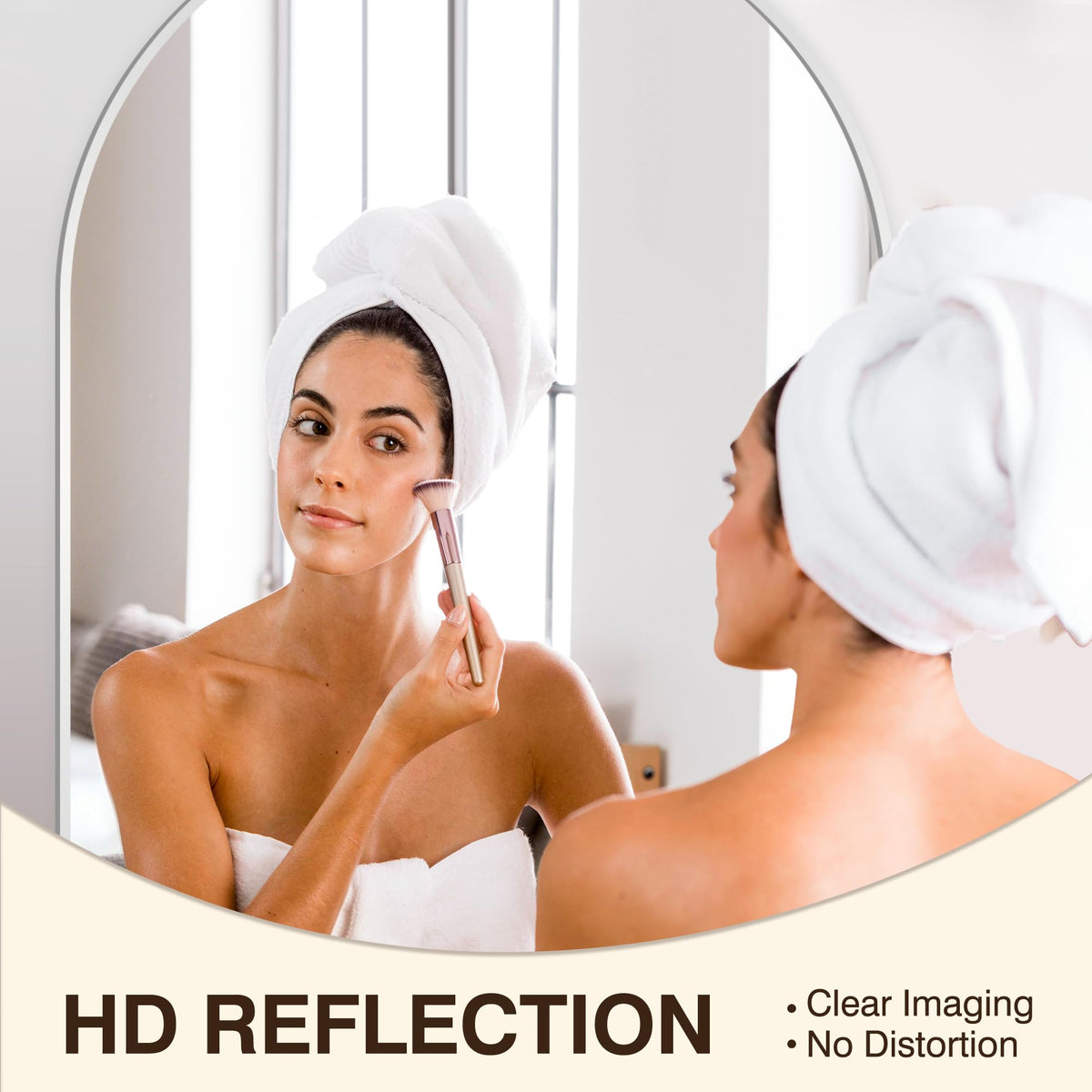 30" x 40" Arched Bathroom Vanity Mirror for Over Sink, Silver