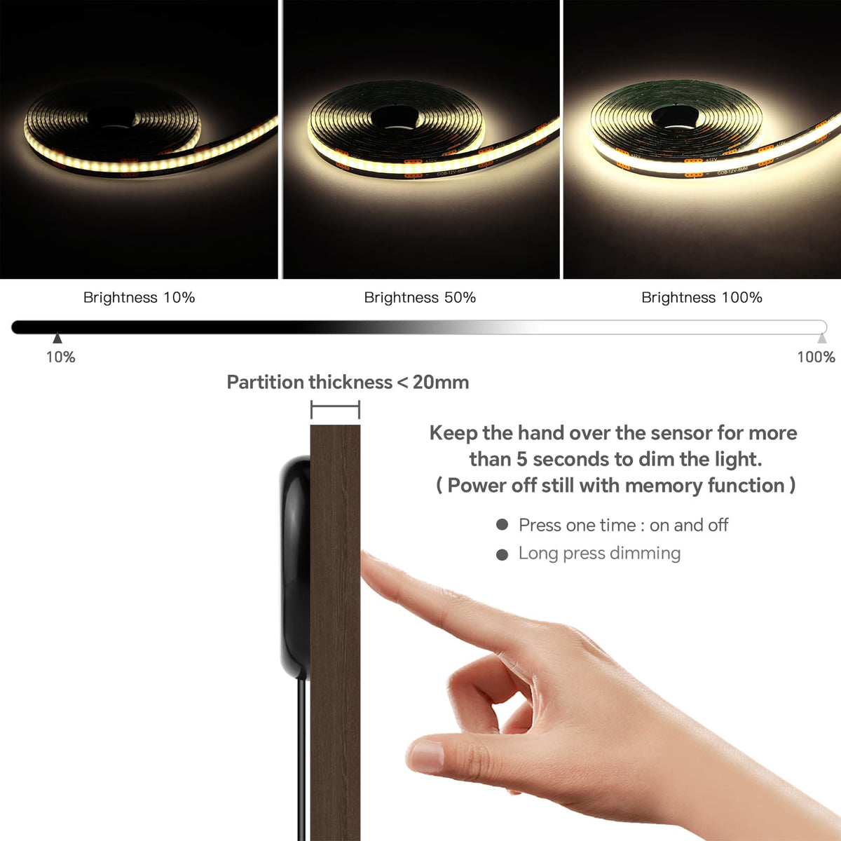 Touch Dimmable LED Under Cabinet Lighting 6PCS 12V 3.3Ft