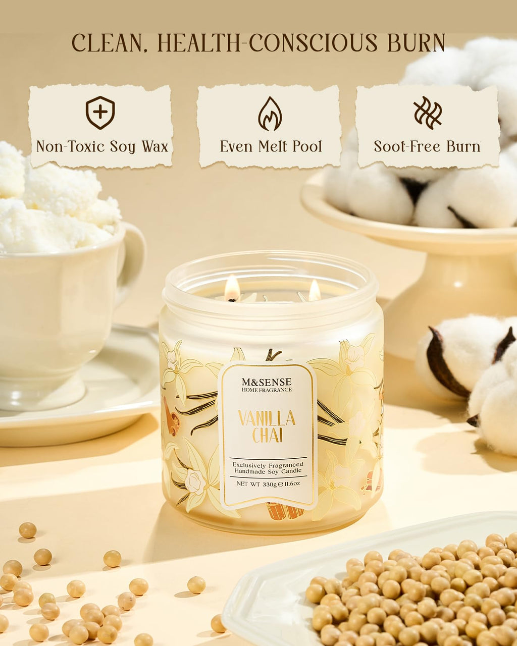 Vanilla Chai Scented Candle Spicy Warm Tea Aroma for Fall Evenings